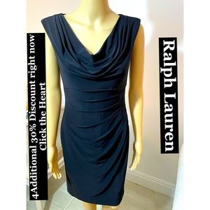 Ralph Lauren Black Draped‎ & Ruched Sides Sz 6P Perfect